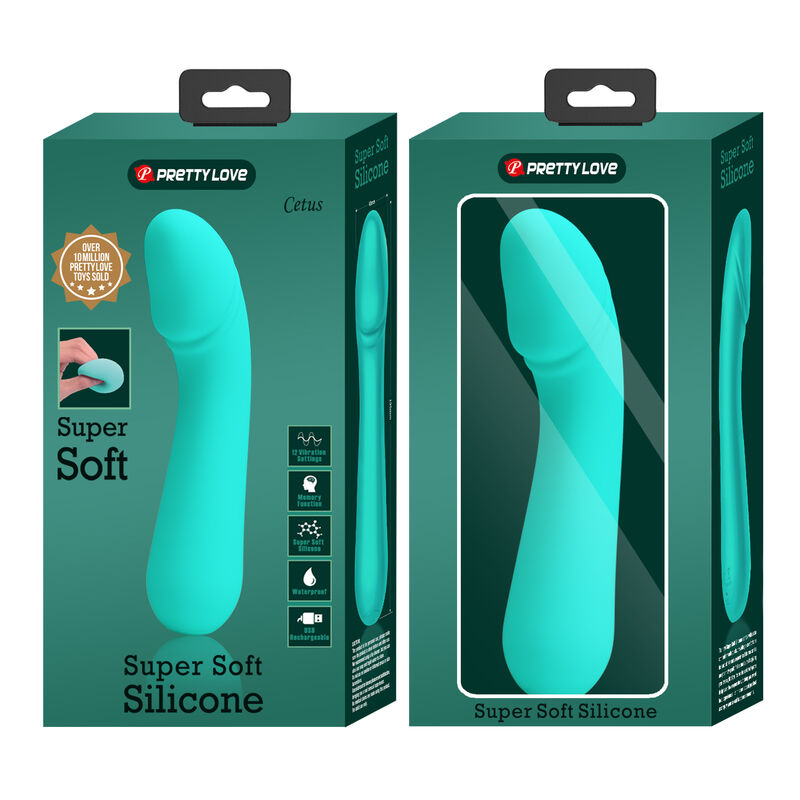 Vibrador PRETTY LOVE Cetus Aqua Verde para estimulação do ponto G, feito de silicone macio e recarregável.