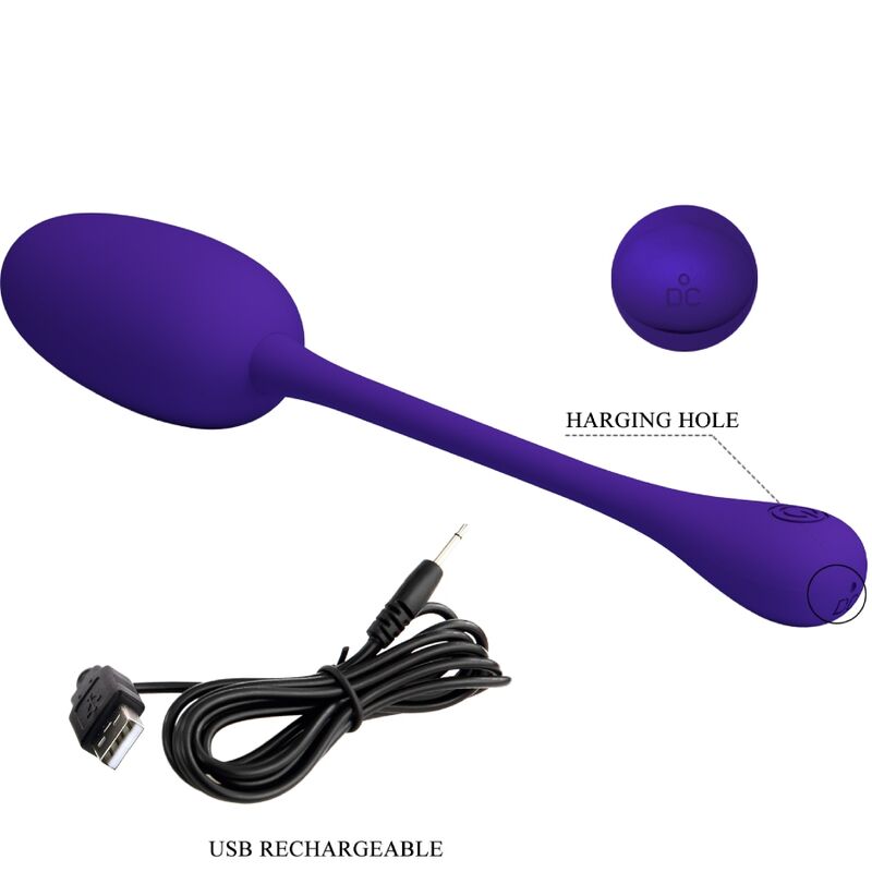 Close-up do Ovo Vibratório Recarregável PRETTY LOVE Knucker Roxo, destacando seu design e cor.