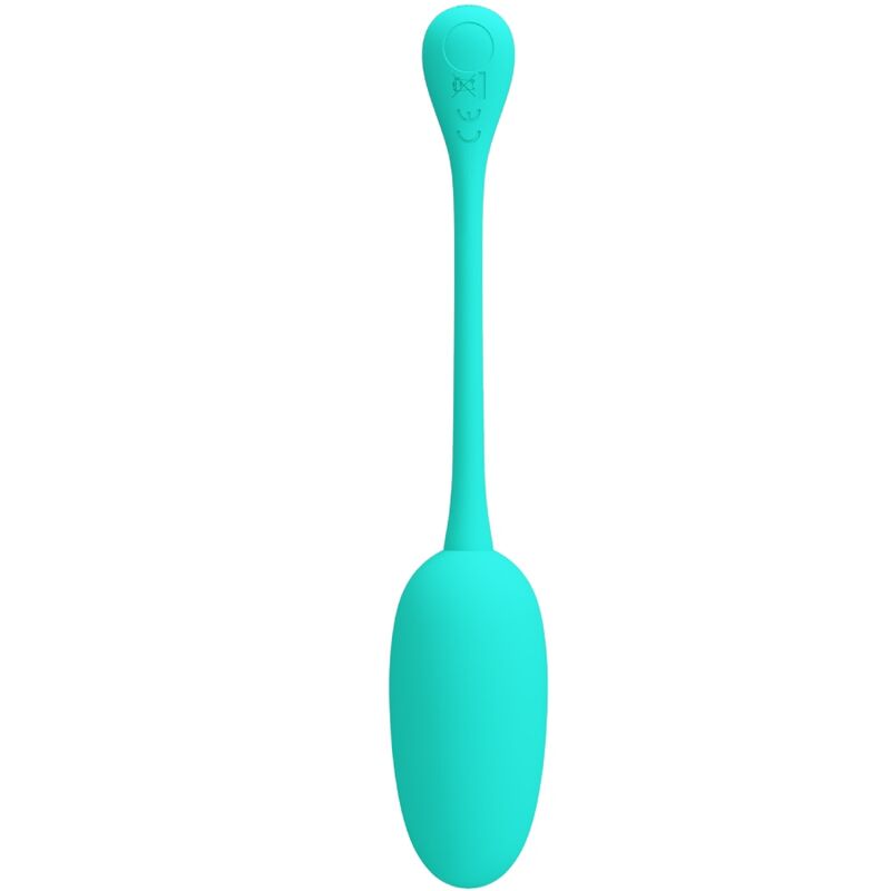 Ovo Vibratório Recarregável Knucker Pretty Love Verde Água, destacando seu design ergonômico e material de silicone.