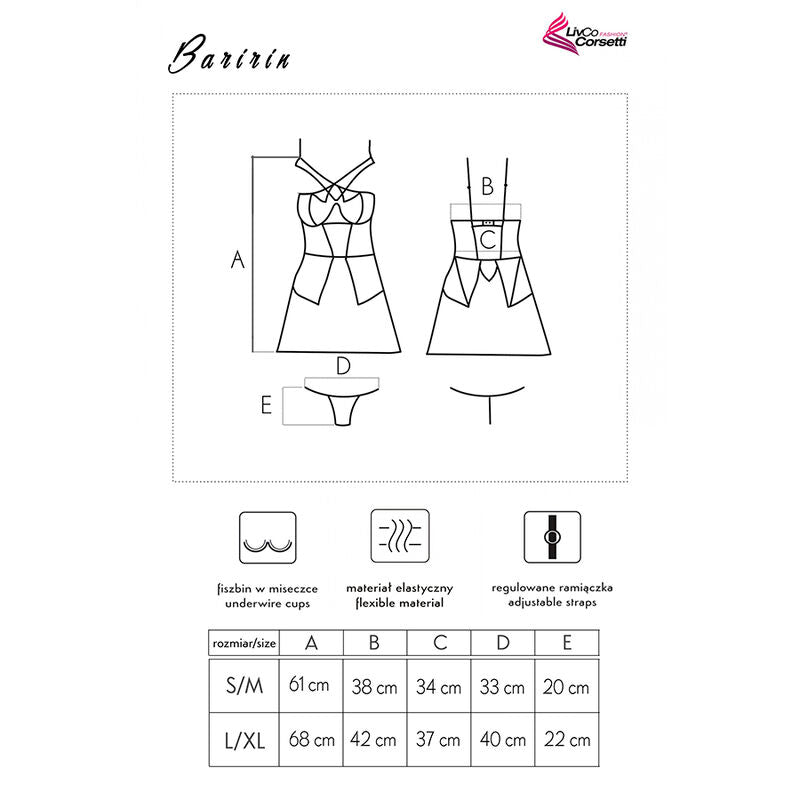 LIVCO CORSETTI FASHION - CAMISA BARIRIN LC 90633 + BRAGUITA NEGRA TALLA G/GG