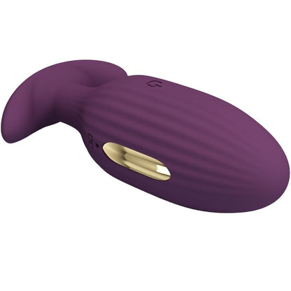Close-up do PRETTY LOVE Plug Anal Jefferson Roxo Controlado por App E-Stim mostrando sua textura e características.