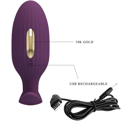 Close-up do PRETTY LOVE Plug Anal Jefferson Roxo Controlado por App E-Stim mostrando sua textura e características.