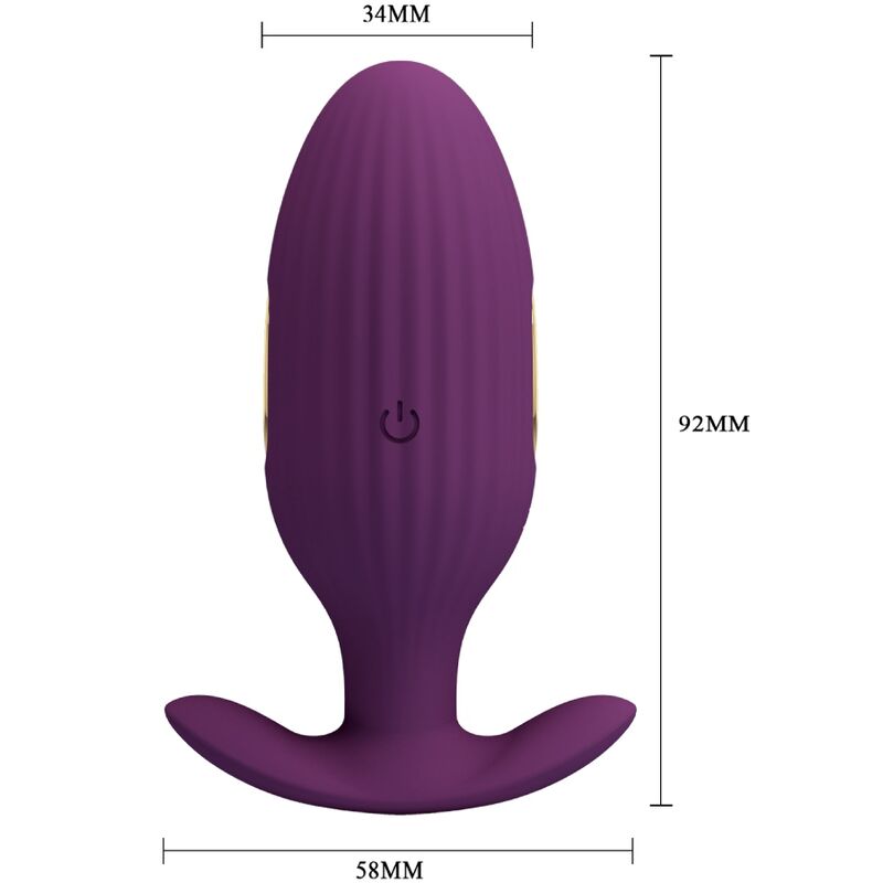 Close-up do PRETTY LOVE Plug Anal Jefferson Roxo Controlado por App E-Stim mostrando sua textura e características.