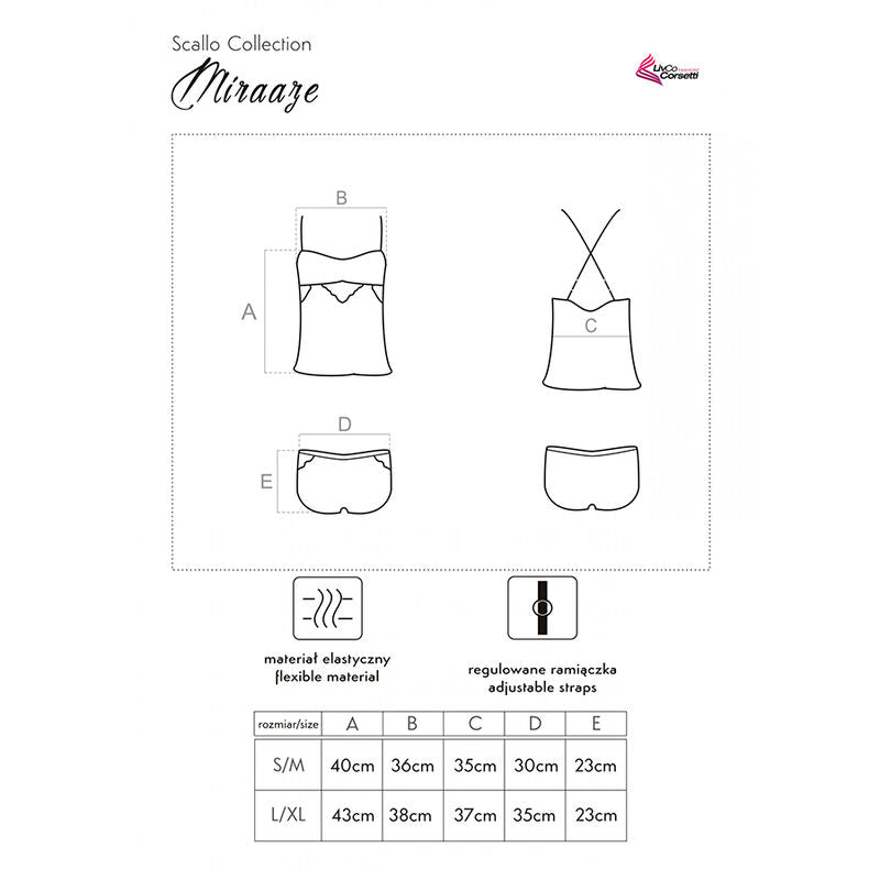LIVCO CORSETTI FASHION - MIRAAZE LC 90567 CAMISA + SHORTS NEGRO L/XL