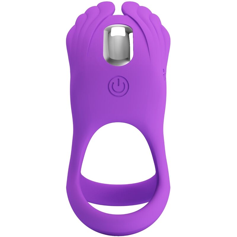 Anel Peniano Vibrante PRETTY LOVE Silas de silicone roxo, com 7 modos de vibração e carregamento USB.