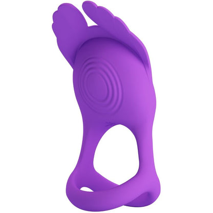 Anel Peniano Vibrante PRETTY LOVE Silas de silicone roxo, com 7 modos de vibração e carregamento USB.