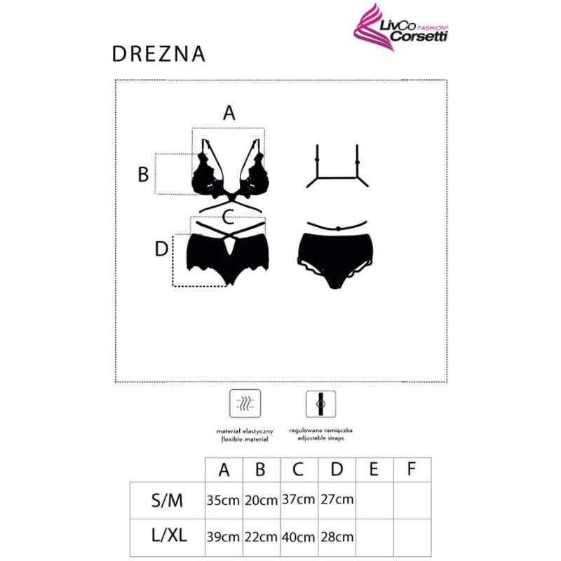 LIVCO CORSETTI FASHION - DREZNA LC 90733 SUJETADOR + PANTALÓN NEGRO