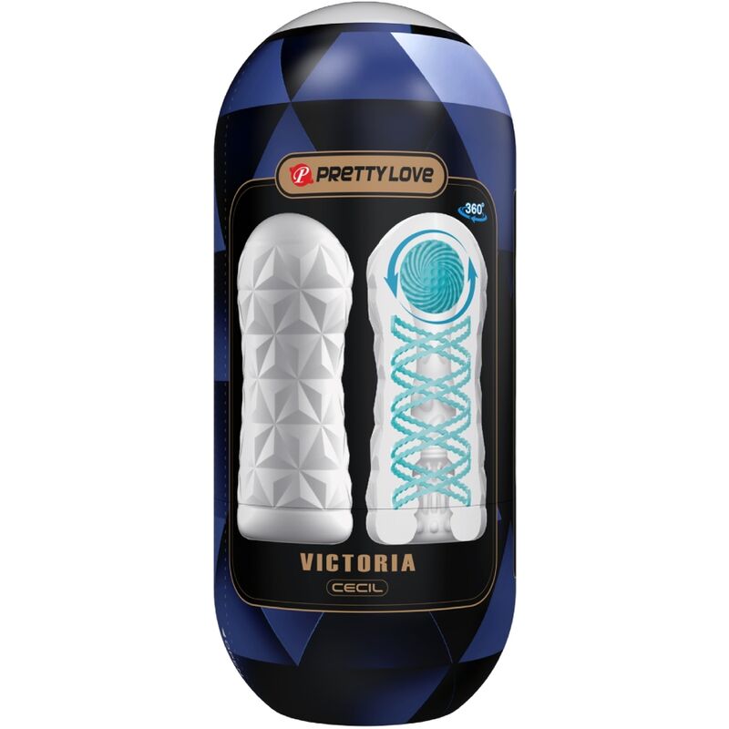 Close-up do Masturbador Masculino PRETTY LOVE Victoria Cecil com textura interna e bola estimulante