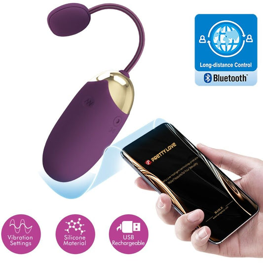 Close-up of the PRETTY LOVE Vibrador Abner APP com Controle Lilás showing its ergonomic design and silicone texture.
