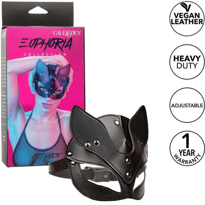 Máscara de Gato Euphoria para BDSM en Cuero Vegano