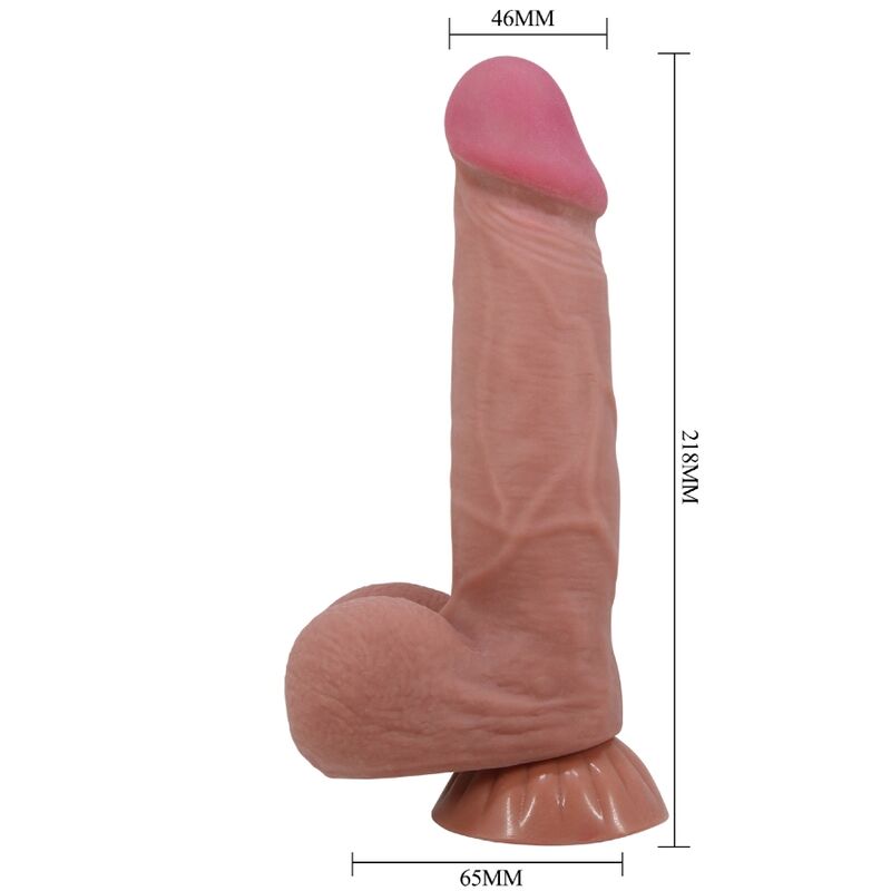 Close-up of the PRETTY LOVE Dildo Realístico Série Deslizante com Ventosa 21,8 CM showing its realistic texture and strong suction base.