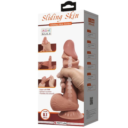 Close-up of the PRETTY LOVE Dildo Realístico Série Deslizante com Ventosa 21,8 CM showing its realistic texture and strong suction base.