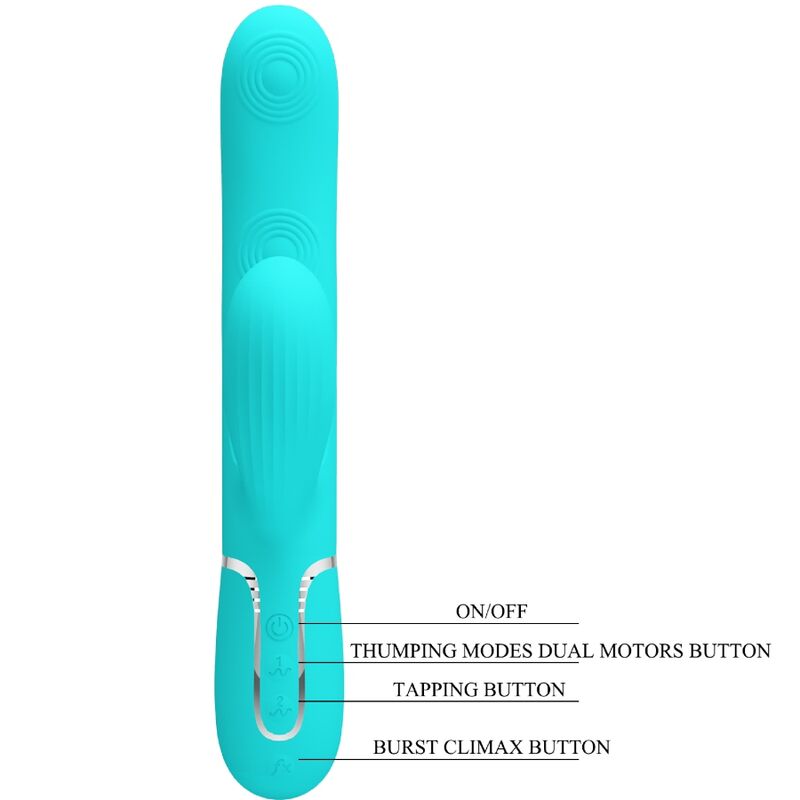 Vibrador PRETTY LOVE Perlita Multifunções 3 em 1 Ponto G e clitóris, cor Aqua Verde