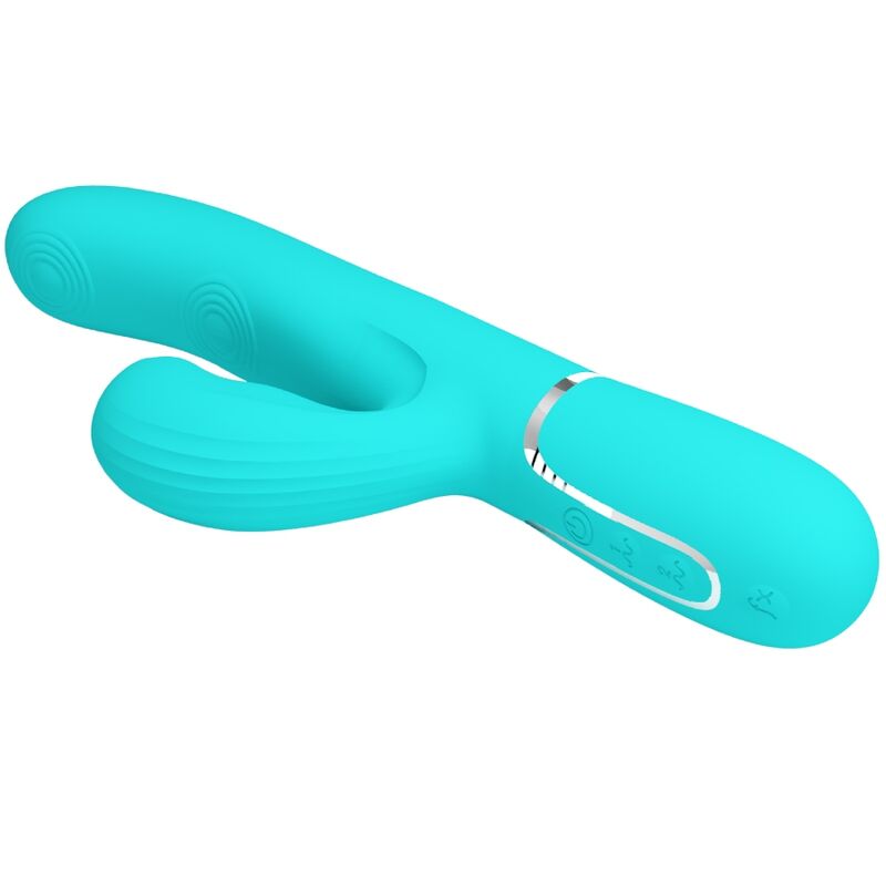 Vibrador PRETTY LOVE Perlita Multifunções 3 em 1 Ponto G e clitóris, cor Aqua Verde