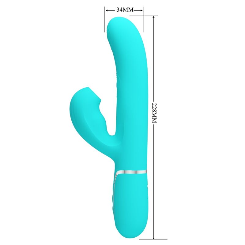 Vibrador PRETTY LOVE Perlita Multifunções 3 em 1 Ponto G e clitóris, cor Aqua Verde