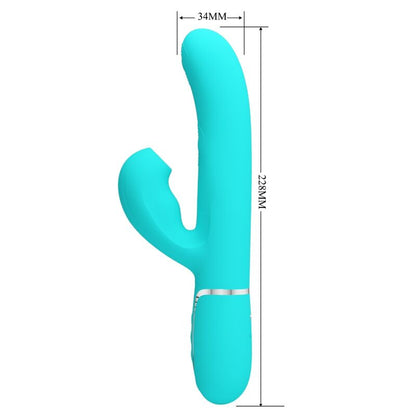 Vibrador PRETTY LOVE Perlita Multifunções 3 em 1 Ponto G e clitóris, cor Aqua Verde