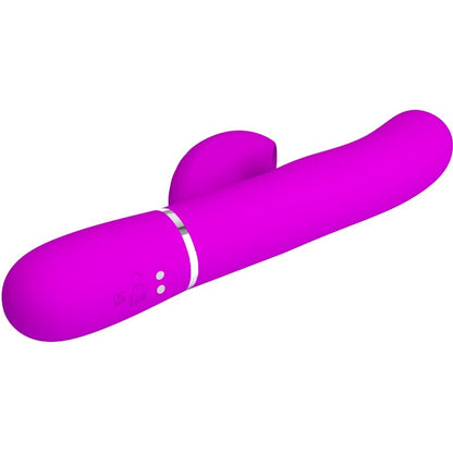 Close-up do PRETTY LOVE Vibrador Rabbit Multifunções 3 em 1 Ponto G Violeta, mostrando o design ergonómico e estimulador clitoriano.