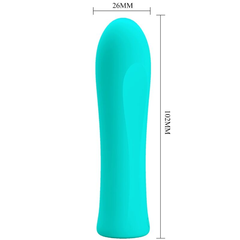 PRETTY LOVE Vibrador Bala Recarregável Alfreda Super Power com 12 funções em silicone verde água.