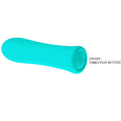 PRETTY LOVE Vibrador Bala Recarregável Alfreda Super Power com 12 funções em silicone verde água.