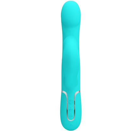 Vibrador Coelho Pretty Love Pérolas Aqua Verde para estimulação dupla e prazer intenso.