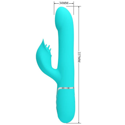 Vibrador Coelho Pretty Love Pérolas Aqua Verde para estimulação dupla e prazer intenso.