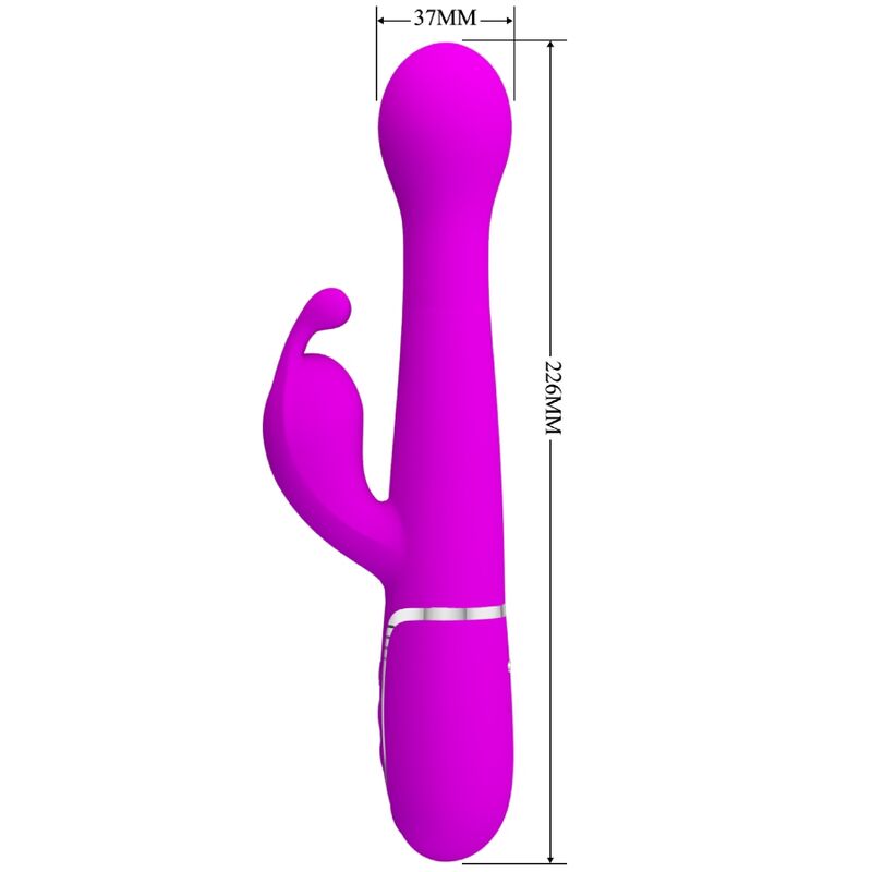 Close-up do Vibrador Pretty Love Dejon Coelho Rabbit 3 em 1 Multifunções Violeta, destacando seu design e textura em silicone.