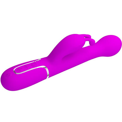 Close-up do Vibrador Pretty Love Dejon Coelho Rabbit 3 em 1 Multifunções Violeta, destacando seu design e textura em silicone.