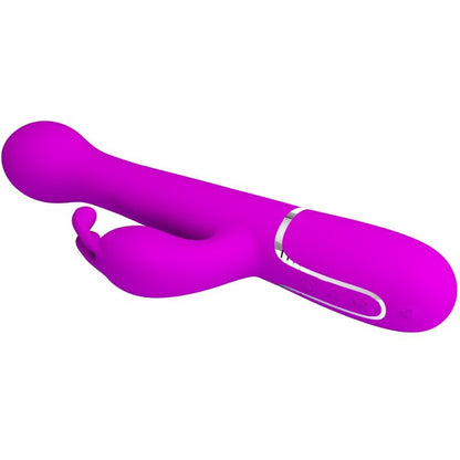 Close-up do Vibrador Pretty Love Dejon Coelho Rabbit 3 em 1 Multifunções Violeta, destacando seu design e textura em silicone.