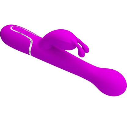 Close-up do Vibrador Pretty Love Dejon Coelho Rabbit 3 em 1 Multifunções Violeta, destacando seu design e textura em silicone.