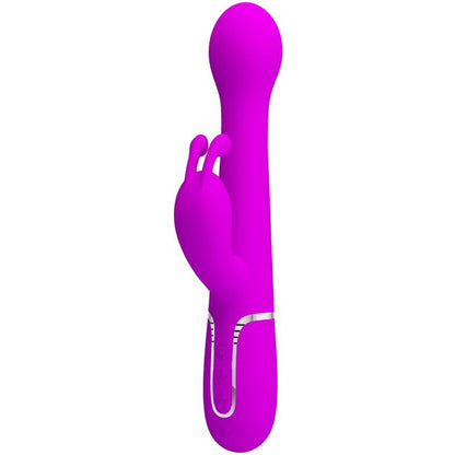 Close-up do Vibrador Pretty Love Dejon Coelho Rabbit 3 em 1 Multifunções Violeta, destacando seu design e textura em silicone.