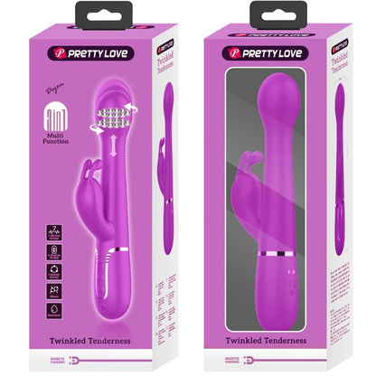 Close-up do Vibrador Pretty Love Dejon Coelho Rabbit 3 em 1 Multifunções Violeta, destacando seu design e textura em silicone.