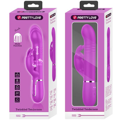 Vibrador Pretty Love Coelho com Pérolas Rotativas e Dupla Estimulação Violeta