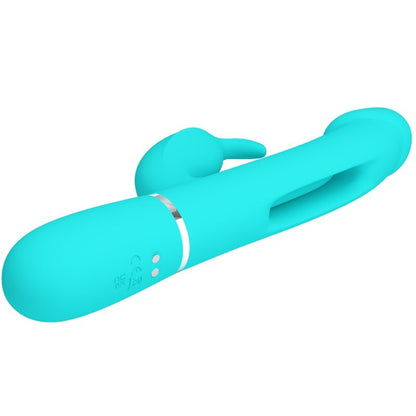 Close-up do Vibrador Coelho PRETTY LOVE Dejon, destacando seu design ergonômico, o estimulador coelho e a textura de silicone.