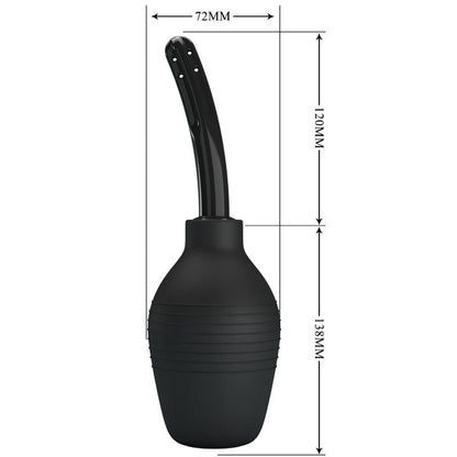 Ducha Anal MR PLAY Super Power Preta para higiene íntima, close-up do design ergonómico e material de borracha.