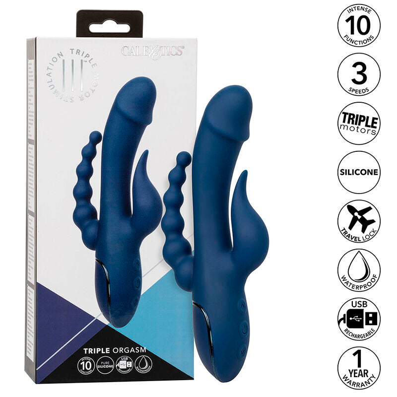 Vibrador de Triple Estimulación Orgasm Azul