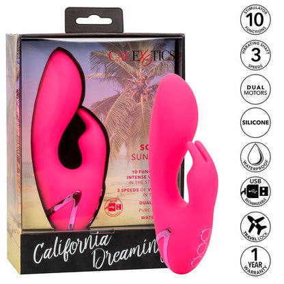 Vibrador Conejo Sunshine Fucsia con Estimulador Clitoriano y 10 Funciones