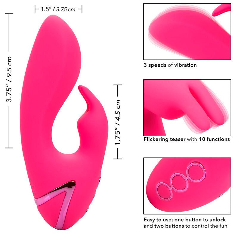 Vibrador Conejo Sunshine Fucsia con Estimulador Clitoriano y 10 Funciones