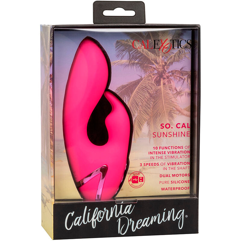 Vibrador Conejo Sunshine Fucsia con Estimulador Clitoriano y 10 Funciones