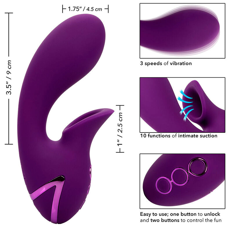 Vibrador y Estimulador de Succión Huntington Beach Heartbreaker Morado