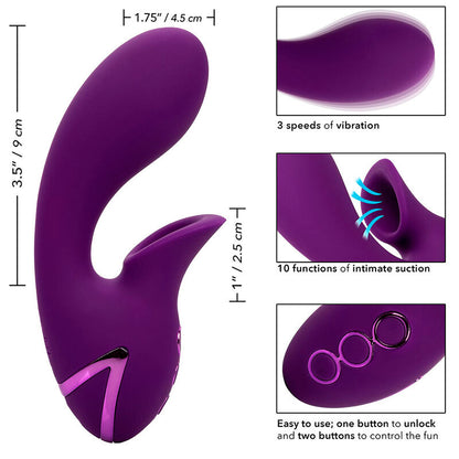Vibrador y Estimulador de Succión Huntington Beach Heartbreaker Morado