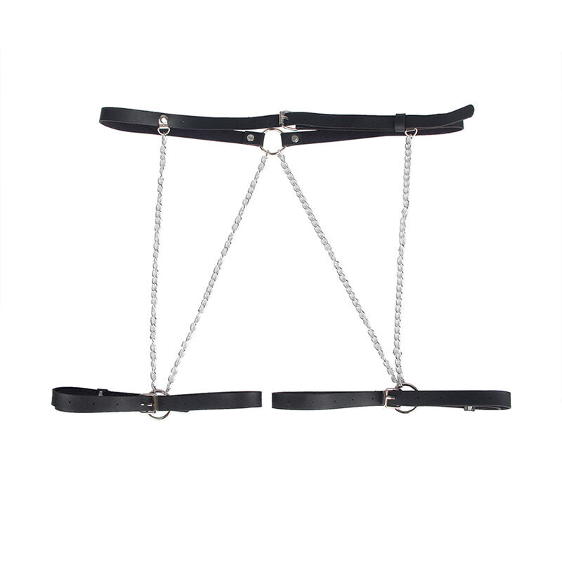 SUBBLIME Cinto de Couro com Corrente Tamanho Único, elegante acessório de lingerie preto.