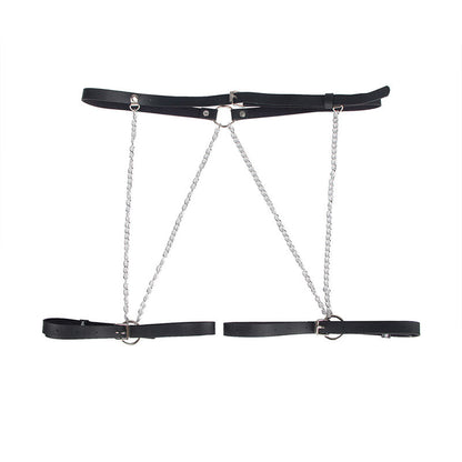 SUBBLIME Cinto de Couro com Corrente Tamanho Único, elegante acessório de lingerie preto.
