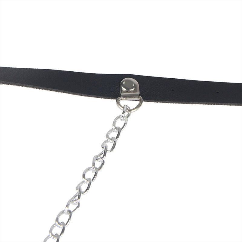 SUBBLIME Cinto de Couro com Corrente Tamanho Único, elegante acessório de lingerie preto.