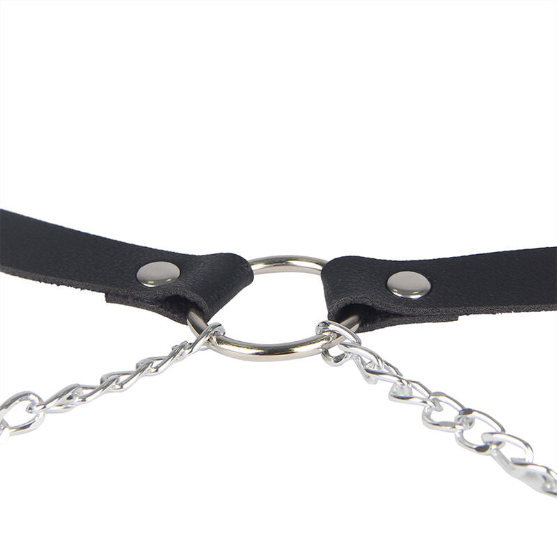 SUBBLIME Cinto de Couro com Corrente Tamanho Único, elegante acessório de lingerie preto.
