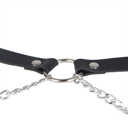 SUBBLIME Cinto de Couro com Corrente Tamanho Único, elegante acessório de lingerie preto.