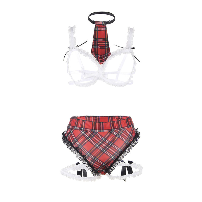 Fantasia Sexy Colegial Subblime com Sutiã, Calcinha, Liga e Gravata em tamanho L/XL