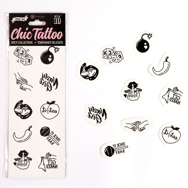 SET DE 10 TATUAJES TEMPORALES DE LA COLECCIÓN SPICY