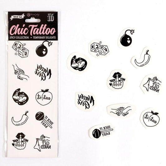SET DE 10 TATUAJES TEMPORALES DE LA COLECCIÓN SPICY