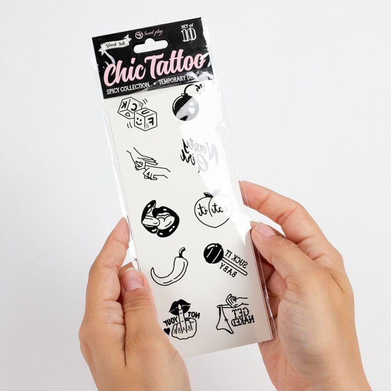 SET DE 10 TATUAJES TEMPORALES DE LA COLECCIÓN SPICY