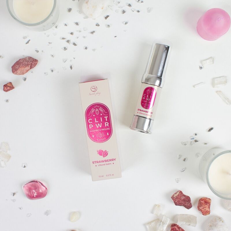 SECRET PLAY Bálsamo Clitoriano Estimulante PWR Morango 15ml para prazer vibratório intenso.